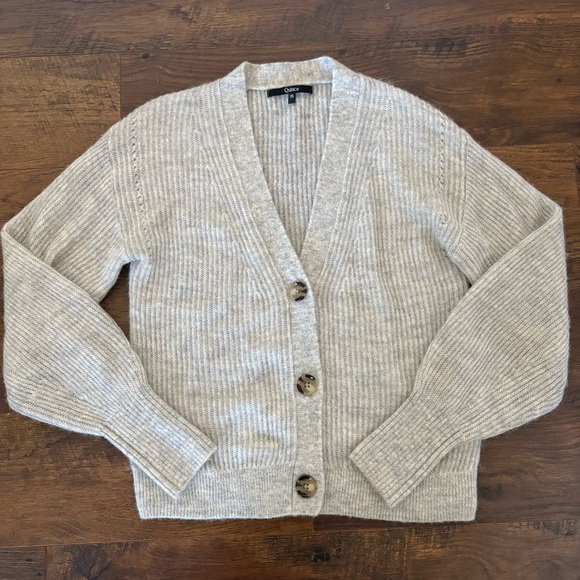 Quince Baby Alpaca -Wool Cropped Cardigan Light Grey Sz S - Picture 4 of 8
